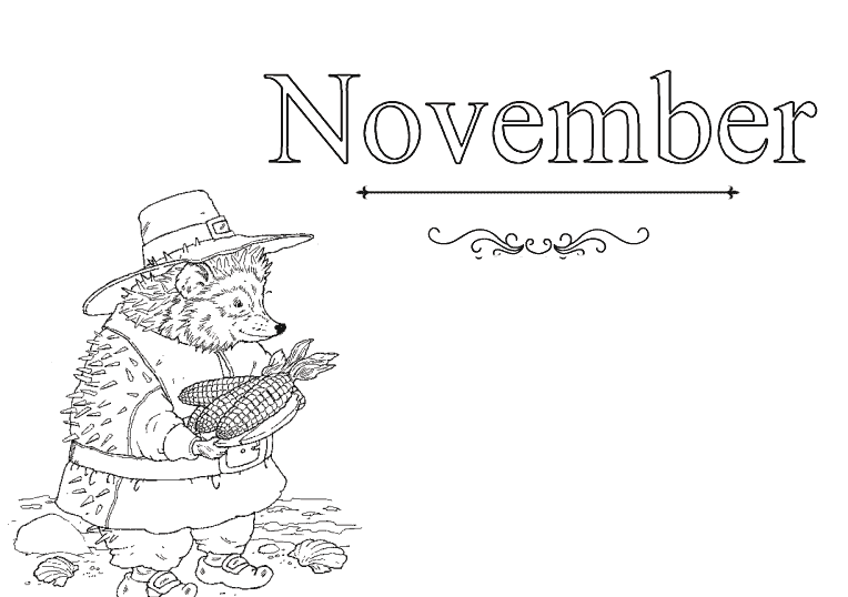 Hedgehog coloring page welcomes you in November